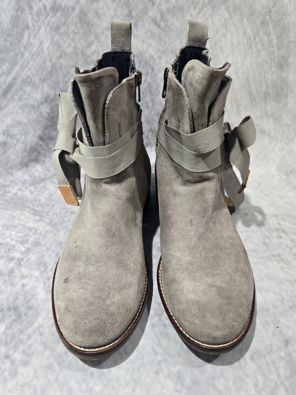 Sundance Ribbon Tie Ankle Boots in Grey leather Women's